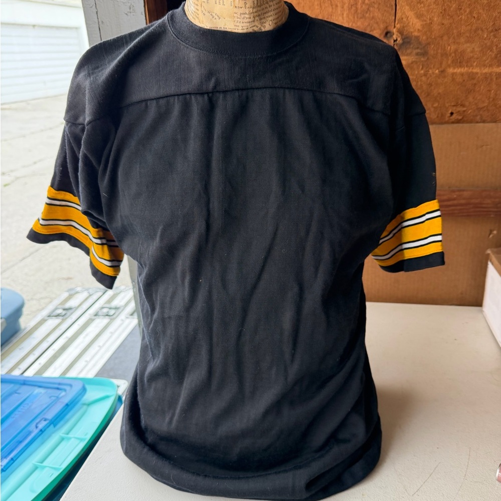 Vintage Steelers jersey Black and Gold Stripes